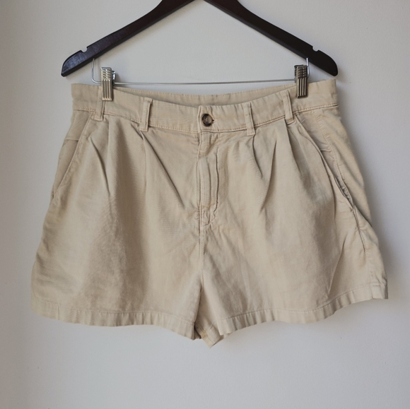 Free People Biie Chino Shorts Beige Tan Cotton Size 12 M Waist 17" - Picture 2 of 6